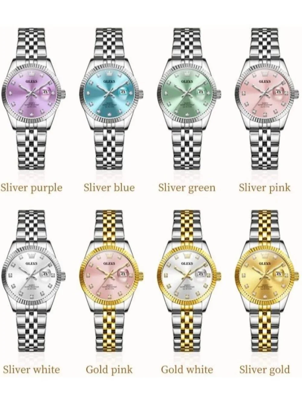 Women's Gold Two Tone Luxury Dress Diamond Stainless Steel Waterproof Wristwatch